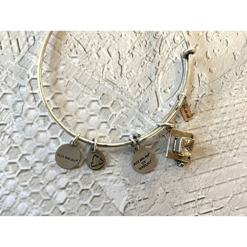 Alex and Ani Silver Graduation Cap Charm Bangle Bracelet - Picture 8 of 11